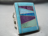 Huge Towering Navajo Native American Turquoise Sterling Silver Ring-Nativo Arts