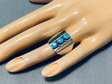 Exceptional Vintage Native American Navajo Sleeping Beauty Turquoise Sterling Silver Ring-Nativo Arts