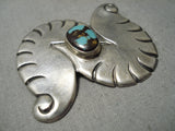 Twisting Turning Vintage Native American Navajo Bisbee Turquoise Sterling Silver Pin Old-Nativo Arts