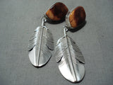 Dynamic Navajo Spiny Oyster Sterling Silver Earrings Native American-Nativo Arts