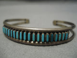Intricate!! Vintage Native American Zuni Navajo Neelde Turquoise Sterling Silver Bracelet-Nativo Arts