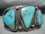 Heavy Quality Authentic Vintage Native American Navajo Turquoise Sterling Silver Bracelet Old-Nativo Arts