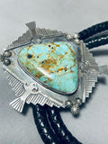 Huge 142 Gram Native American Green Turquoise Sterling Silver Bolo Tie-Nativo Arts