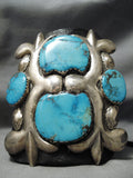 Biggest Best Vintage Native American Navajo Carico Lake Turquoise Sterling Silver Ketoh Bracelet-Nativo Arts