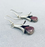 Unique Native American Navajo Purple Spiny Oyster Sterling Silver Squashblossom Earrings-Nativo Arts