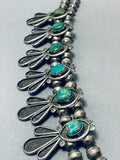 Dazzling Vintage Native American Navajo Turquoise Sterling Silver Squash Blossom Necklace-Nativo Arts