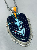 Flute Dancer Native American Navajo Turquoise Kachina Sterling Silver Necklace-Nativo Arts