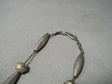 Marvelous Vintage Native American Navajo Pilot Mountain Turquoise Sterling Silver Necklace Old-Nativo Arts