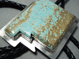 Very Rare New Mexico #8 Turquoise Sterling Silver Native American Bolo Tie-Nativo Arts