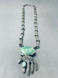 Native American One Of The Best Santo Domingo Carico Lake Turquoise Sterling Silver Necklace-Nativo Arts