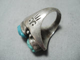 One Of The Best Vintage Native American Zuni Frog Fetish Sterling Silver Ring Old-Nativo Arts
