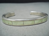 Gorgeous Zuni Gaspeite Sterling Silver Bracelet Native American-Nativo Arts