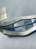 Signed Very Rare Vintage Native American Navajo Ze Bra Jasper Sterling Silver Bracelet-Nativo Arts