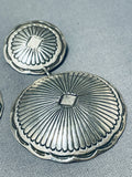 Spectacular Vintage Native American Navajo Sterling Silver Concho Earrings-Nativo Arts