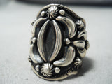 Native American Important Vintage Darryl Becenti Sterling Silver Repoussed Ring-Nativo Arts
