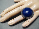 Fabulous Vintage Navajo Native American Lapis Sterling Silver Large Ring-Nativo Arts
