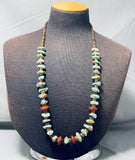 Native American Longer Chunky Navajo Nugget Turquoise Sterling Silver Necklace-Nativo Arts