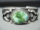 Striking Native American Navajo Damale Turquoise Sterling Silver Bracelet Signed-Nativo Arts