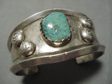 Impressive Small Wrist Vintage Native American Navajo Royston Turquoise Sterling Silver Bracelet-Nativo Arts