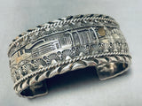 Finished Rug Vintage Native American Navajo Gold Silver Storyteller Signed Bracelet-Nativo Arts