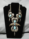 One Of Best Vintage Native American Navajo Turquoise Sterling Silver Necklace Old-Nativo Arts