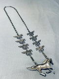 Native American Galloping Horse Vintage Southwest Sterling Silver Necklace-Nativo Arts