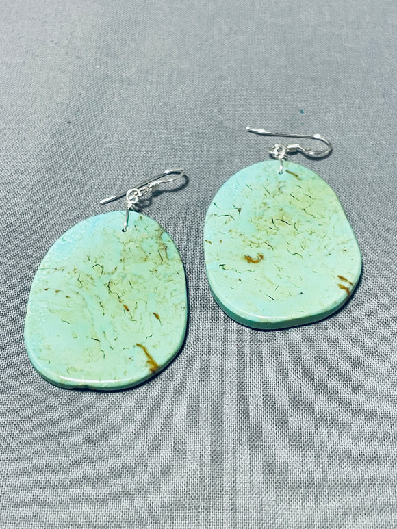 Native American Stunning Santo Domingo Royston Turquoise Sterling Silver Earrings-Nativo Arts