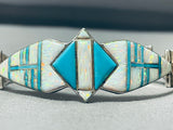 Most Intricate Vintage Native American Navajo Turquoise Opal Sterling Silver Link Bracelet-Nativo Arts