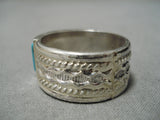 Quality Vintage Native American Navajo Victor Thompson Turquoise Sterling Silver Ring Old-Nativo Arts