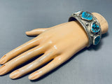 Amazing Vintage Native American Navajo 5 Sleeping Beauty Turquoise Sterling Silver Bracelet-Nativo Arts