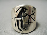 Incredible Vintage Hopi Sterling Silver Ring Native American Old-Nativo Arts