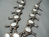 Women's Vintage Native American Navajo Pearl Sterling Silver Squash Blossom Necklace-Nativo Arts