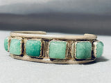 Amazing Vintage Native American Navajo 9 Jade Squares Sterling Silver Bracelet-Nativo Arts