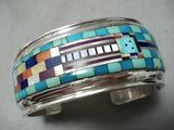 One Of The Most Detailed Vintage Native American Navajo Turquois Esterling Silver Bracelet-Nativo Arts