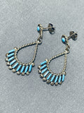 Outstanding Vintage Native American Zuni Blue Gem Turquoise Sterling Silver Earrings-Nativo Arts