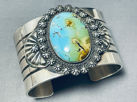 Best Native American Navajo Rob Yellowhorse Turquoise Sterling Silver Heavy Bracelet-Nativo Arts