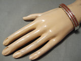 Incredible Sheldon Lalie Zuni Native American Coral Sterling Silver Bracelet-Nativo Arts
