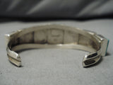 Exquisite Vintage Native American Navajo Squared Turquoise Sterling Silver Bracelet Old-Nativo Arts
