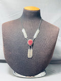 Intricate Longer Vintage Native American Navajo Leaf Sterling Silver Purple Shell Necklace-Nativo Arts