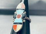 Fabulous Vintage Native American Navajo Blue Gem Turquoise Sterling Silver Ring-Nativo Arts