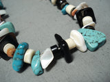 Native American Impressive Vintage Santo Domingo Turquoise Sterling Silver Necklace Old-Nativo Arts