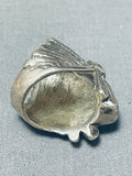 Heavy Mens Chief Head Vintage Native American Navajo Turquoise Sterling Silver Ring-Nativo Arts