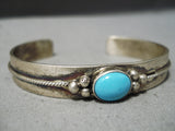 Amazing Vintage Native American Navajo Turquoise Sterling Silver Bracelet Old-Nativo Arts