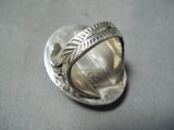Native American Hand Carved Important Turquoise Coral Sterling Silver Ring-Nativo Arts