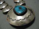 One Of Most Intricate Vintage Native American Navajo Turquoise Sterling Silver Bead Necklace Old-Nativo Arts