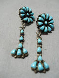 Fabulous Vintage Zuni Native American Navajo Turquoise Sterling Silver Earrings Old-Nativo Arts