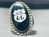 Important Cal Desson Vintage Native American Navajo Route 66 Sterling Silver Heavy Ring-Nativo Arts