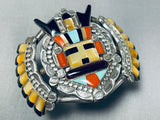 Ceremonial Vintage Native American Zuni Turquoise Kachina Sterling Silver Bracelet-Nativo Arts