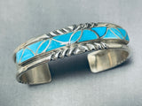Dynamic Vintage Native American Zuni Blue Gem Turquoise Sterling Silver Bracelet-Nativo Arts