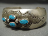 Amazing Vintage Native American Navajo Domed Turquoise Sterling Silver Sun Bracelet Old-Nativo Arts